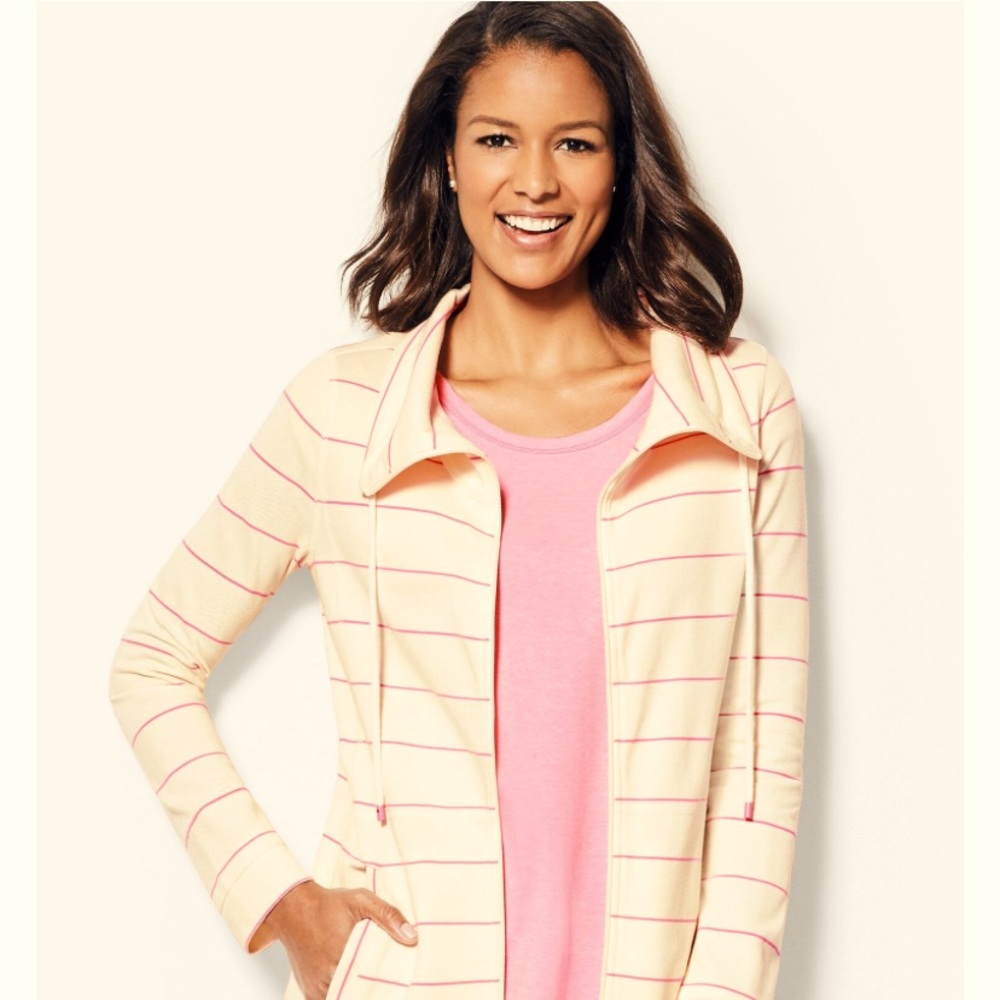 T by Tabot -Textured pique zip front jacket